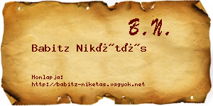 Babitz Nikétás névjegykártya